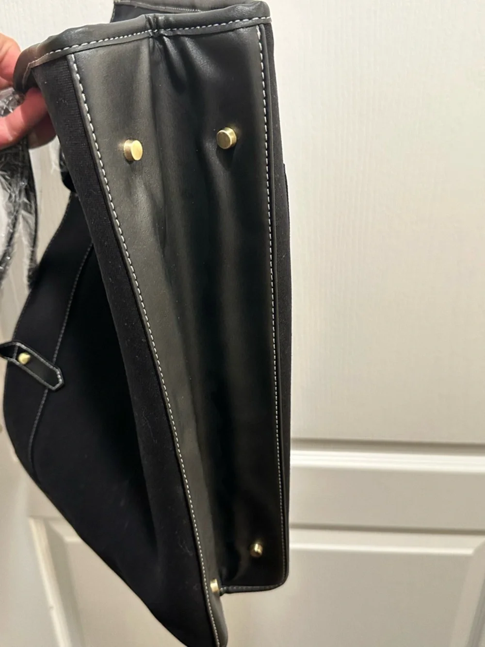 Missnine Black Laptop Canvas Tote Bag with Shoulder Strap - NWT